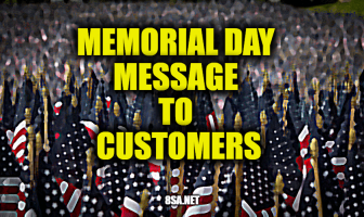 Memorial Day Message to Customers