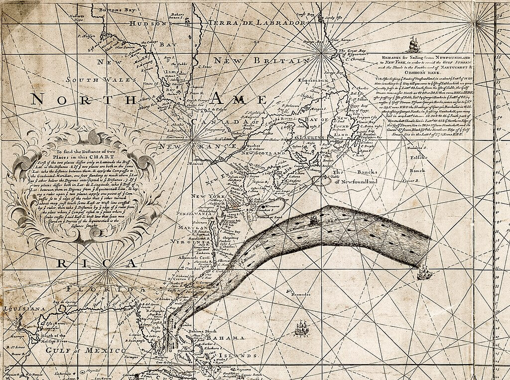 Benjamin Franklin's chart of the Gulf Stream printed in London in 1769