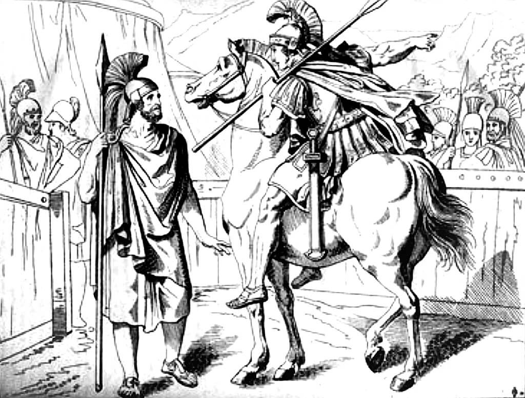 Aristides warned by Alexander I of Macedon of the impending Persian attack at the Battle of Plataea, 479 BC.