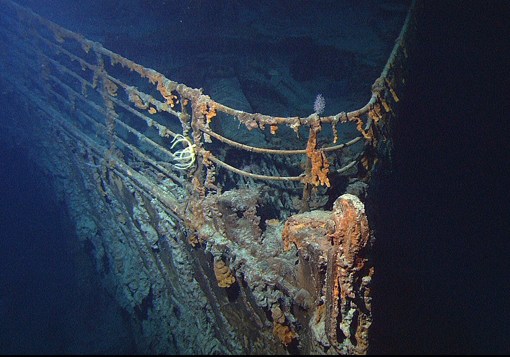 The bow of the wrecked Titanic, photographed in June 2004